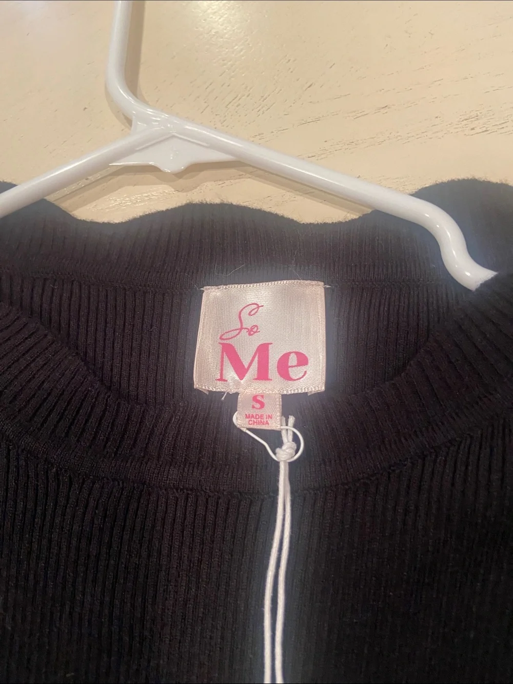 So Me Black Puff-Sleeve Knit Top with Textured Sleeves
